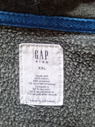 Sudadera T.XL Kids GAP con capucha - Gris azúl