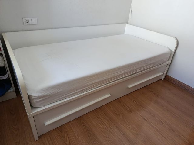 Cama juvenil 90x190 cm madera blanca