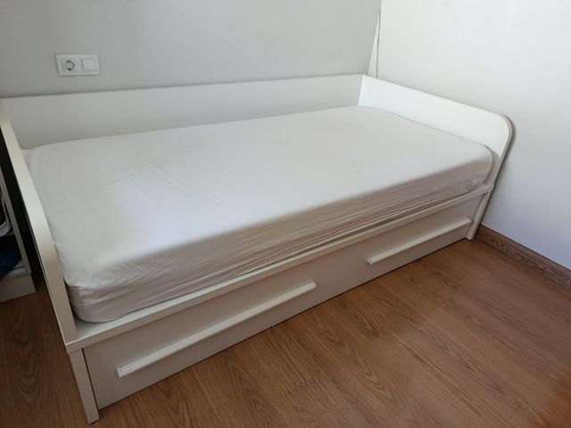 Cama juvenil 90x190 cm madera blanca