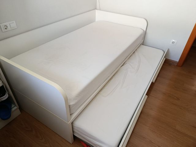 Cama juvenil 90x190 cm madera blanca
