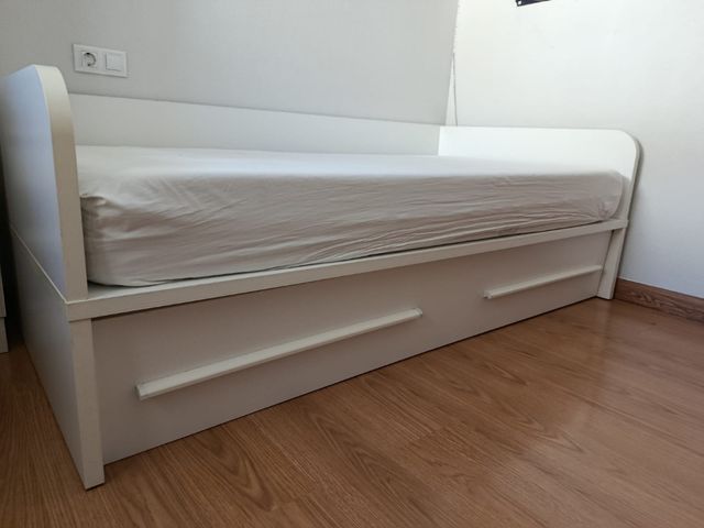 Cama juvenil 90x190 cm madera blanca
