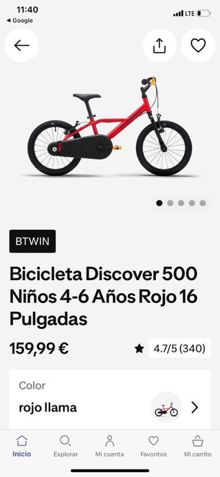 Bicicleta niño Decathlon 16" roja, en buen estado