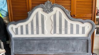Cabecero cama 135cm - Gris y Blanco pintado a mano