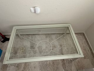  2 Mesas comedor y centro cristal blanco