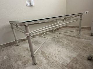  2 Mesas comedor y centro cristal blanco