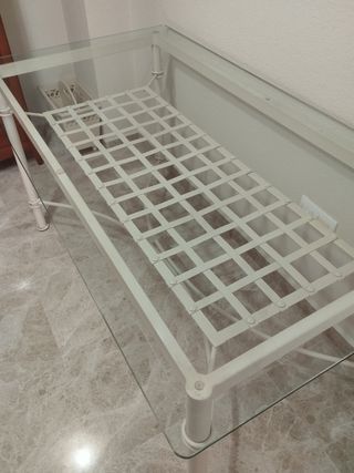  2 Mesas comedor y centro cristal blanco