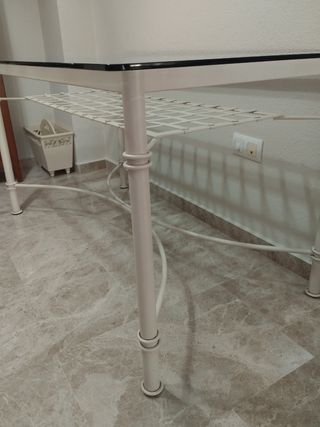  2 Mesas comedor y centro cristal blanco