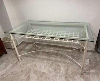  2 Mesas comedor y centro cristal blanco