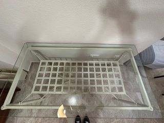  2 Mesas comedor y centro cristal blanco