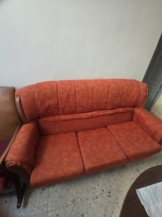 Sofá 3 plazas - marrón y naranja