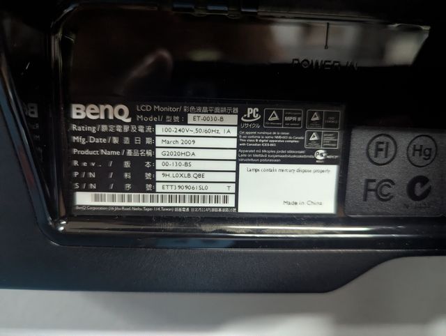 Monitor Benq 20" - Negro