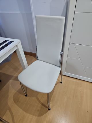 4 Sillas comedor blancas - Piel sintética