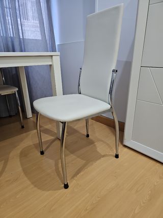 4 Sillas comedor blancas - Piel sintética