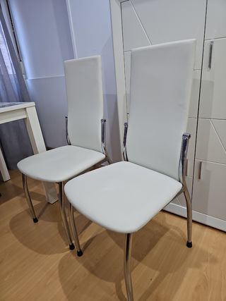 4 Sillas comedor blancas - Piel sintética
