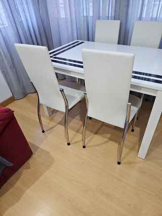 4 Sillas comedor blancas - Piel sintética