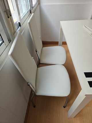 4 Sillas comedor blancas - Piel sintética