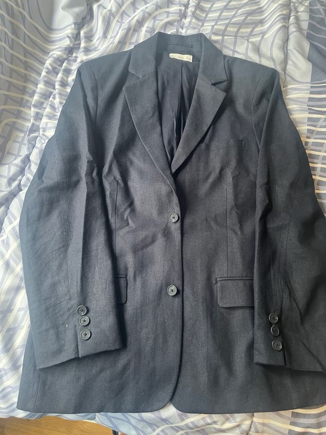 Americana azul marino de lino talla 13-14 años