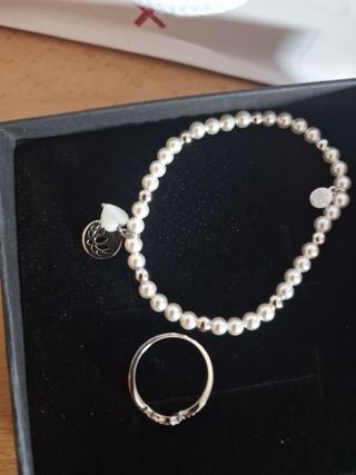 Pulsera TimeRoad plata y anillo.anillo talla 15.