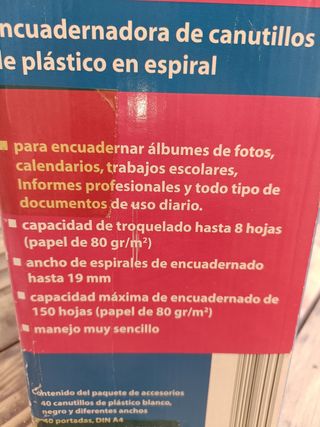 Encuadernadora espiral plástico