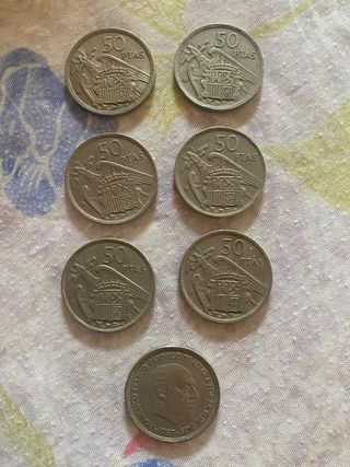6 Monedas 50 Ptas Franco