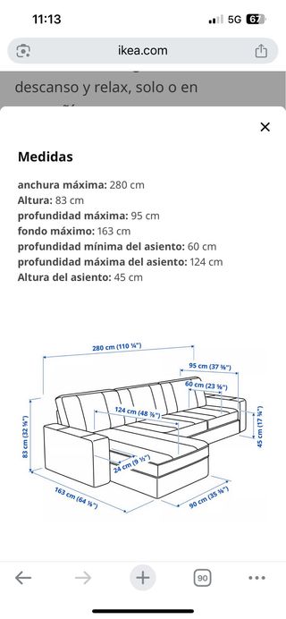 Sofá chaise longue gris. 