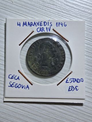 Moneda 4 Maravedís Carlos IV 1796