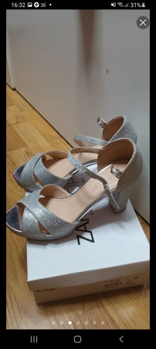 Sandalias Plata Zapatos T.39