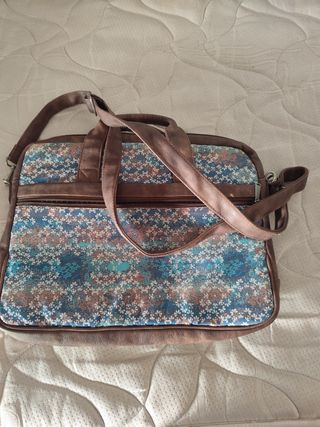 Bolso Portátil Azul y Marrón