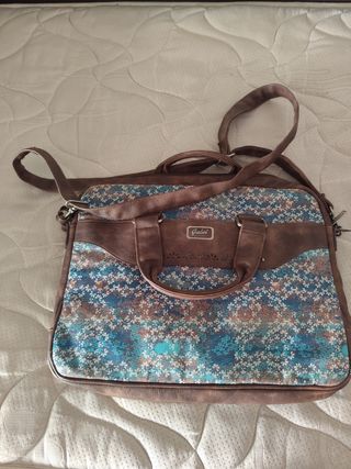 Bolso Portátil Azul y Marrón