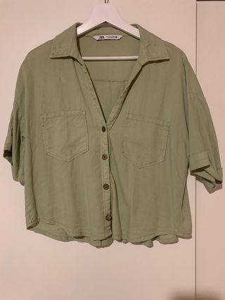Camisa Zara verde oliva S