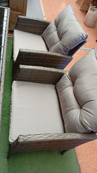 Conjunto jardín mimbre gris - 6 piezas