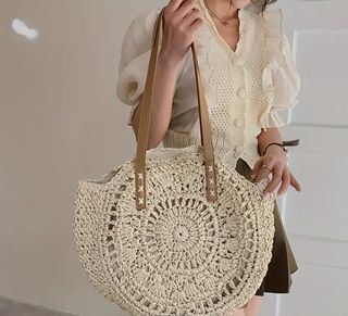 Bolso playa beige grande