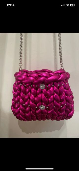 borsa rosa tracolla strass