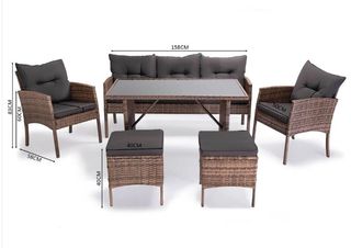 Conjunto jardín mimbre gris - 6 piezas