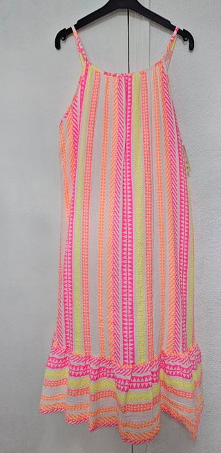 Vestido largo estampado neón