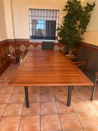 Mesa jardín + 6 sillas aluminio
