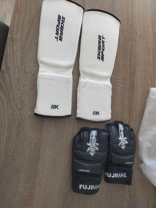 Espinilleras Karate Ikara Sport y guantes 