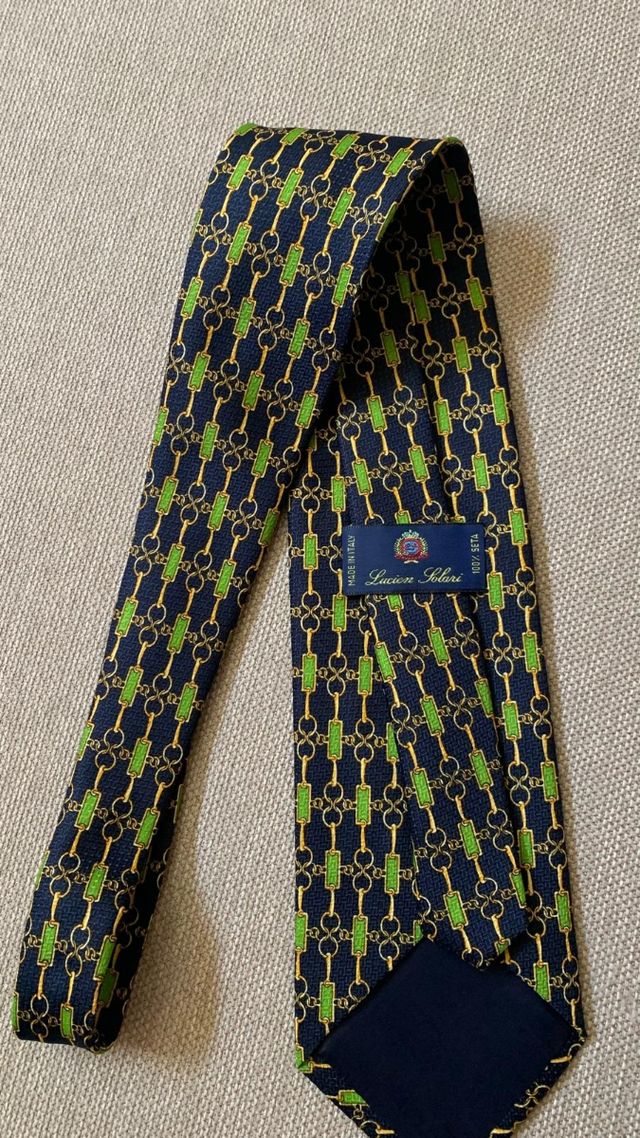 Cravatta seta Lucien Solari blu-verde