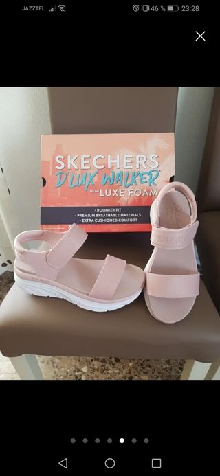 Sandalias Skechers D'Lux Walker Rosa 37