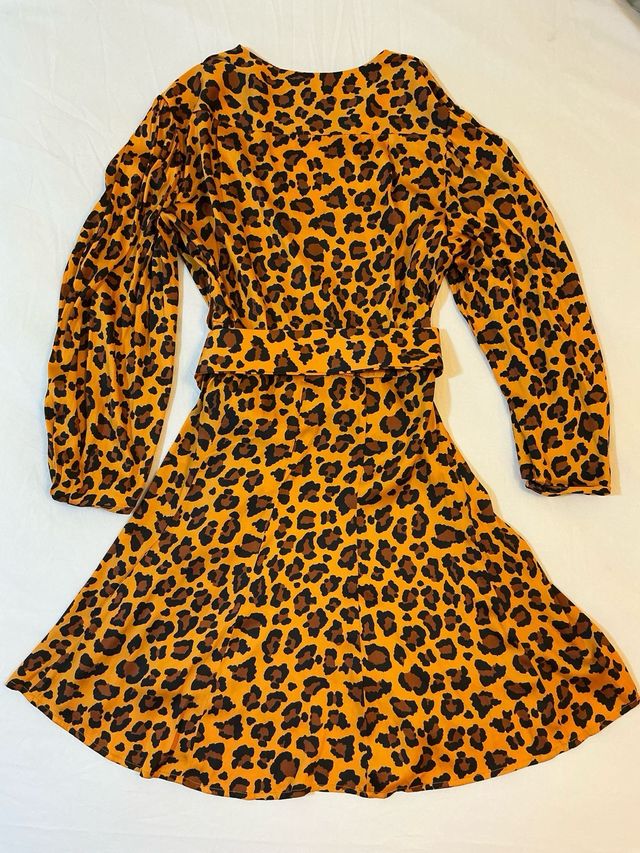 VESTIDO LEOPARDO NARANJA MUJER 
