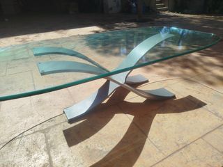Mesa centro cristal acero - Moderna