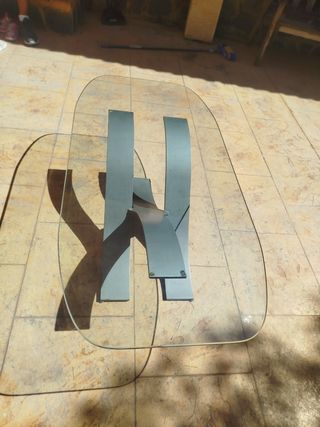 Mesa centro cristal acero - Moderna