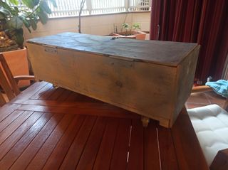 Arcón madera con ruedas - Gris