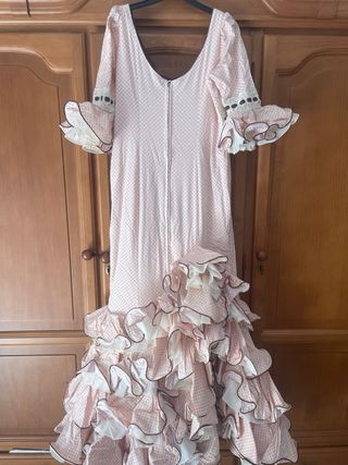 Traje Flamenca Rosa lunares beig
