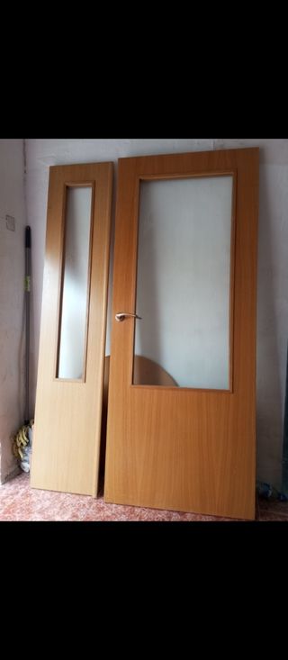 2 Puertas salón roble con cristal