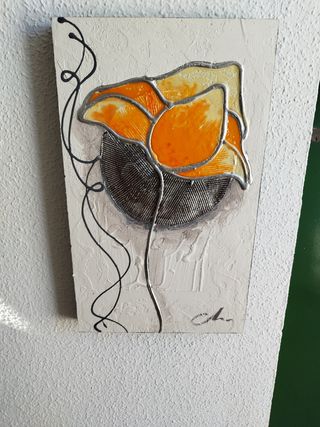 Cuadro Moderno Flor Naranja
