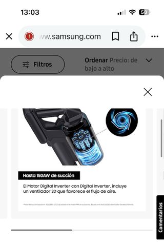Vendo Aspiradora Jet 65 de Samsung sin abrir.