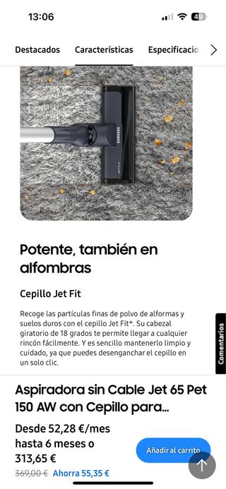Vendo Aspiradora Jet 65 de Samsung sin abrir.