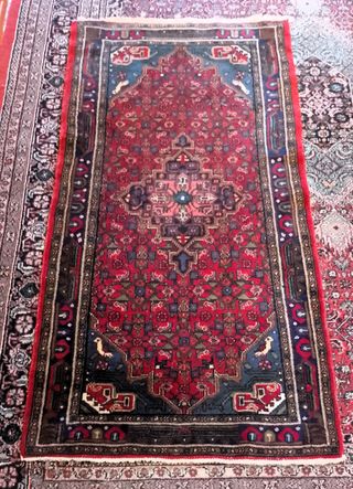 Alfombra Persa Hamadan: Rojo y Azul