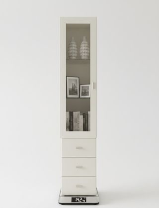 Armario vitrina blanco crema de 110x23x22.5 cm